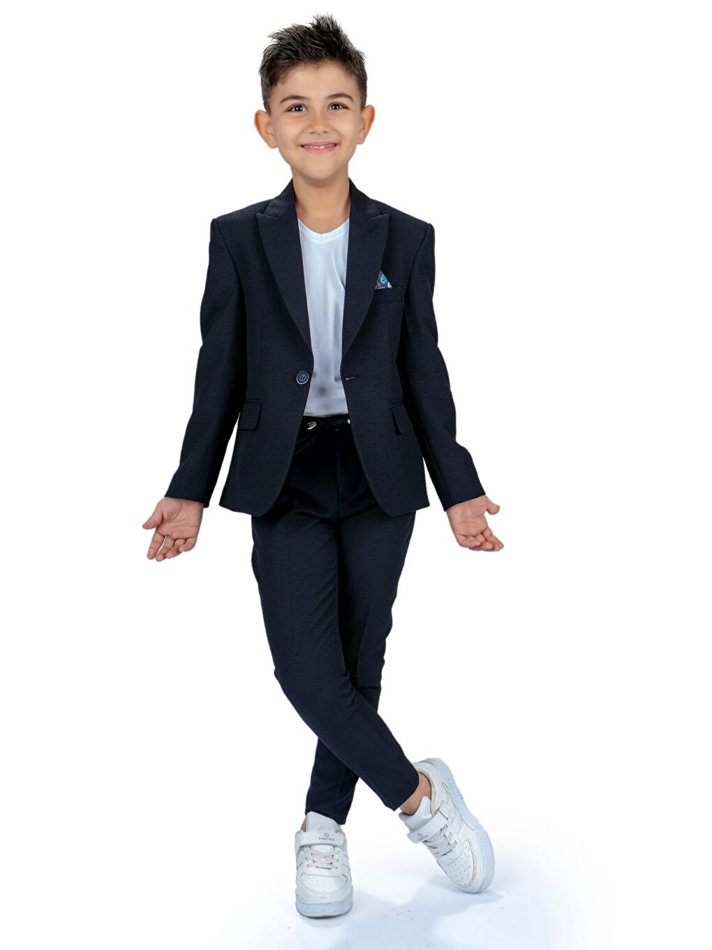 Lacivert Spor Çocuk Ceket, Tişört , Jogger Pantolonlu Takım MNK5682-4