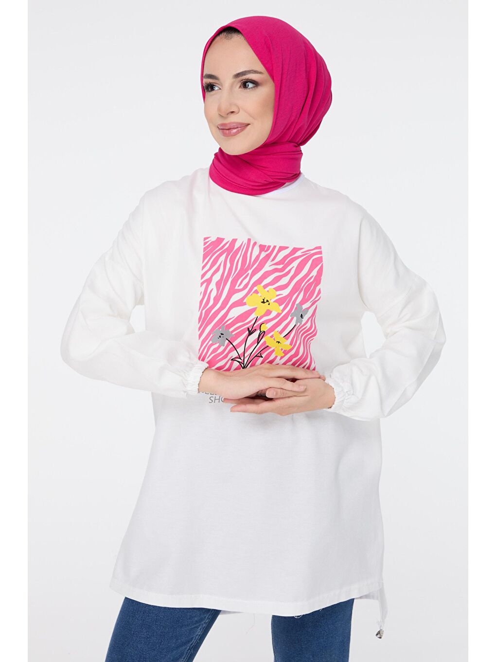 Bisiklet Yaka Kadın Ekru Tunik - 10812