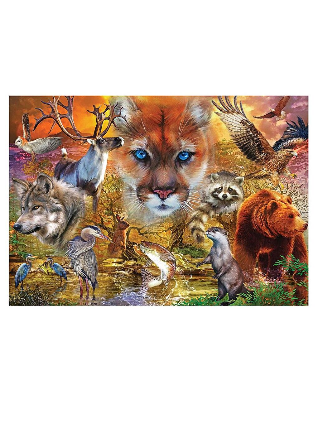 KS GAMES Renksiz Puzzle 1000 Parça North American Animals 20567 - 1