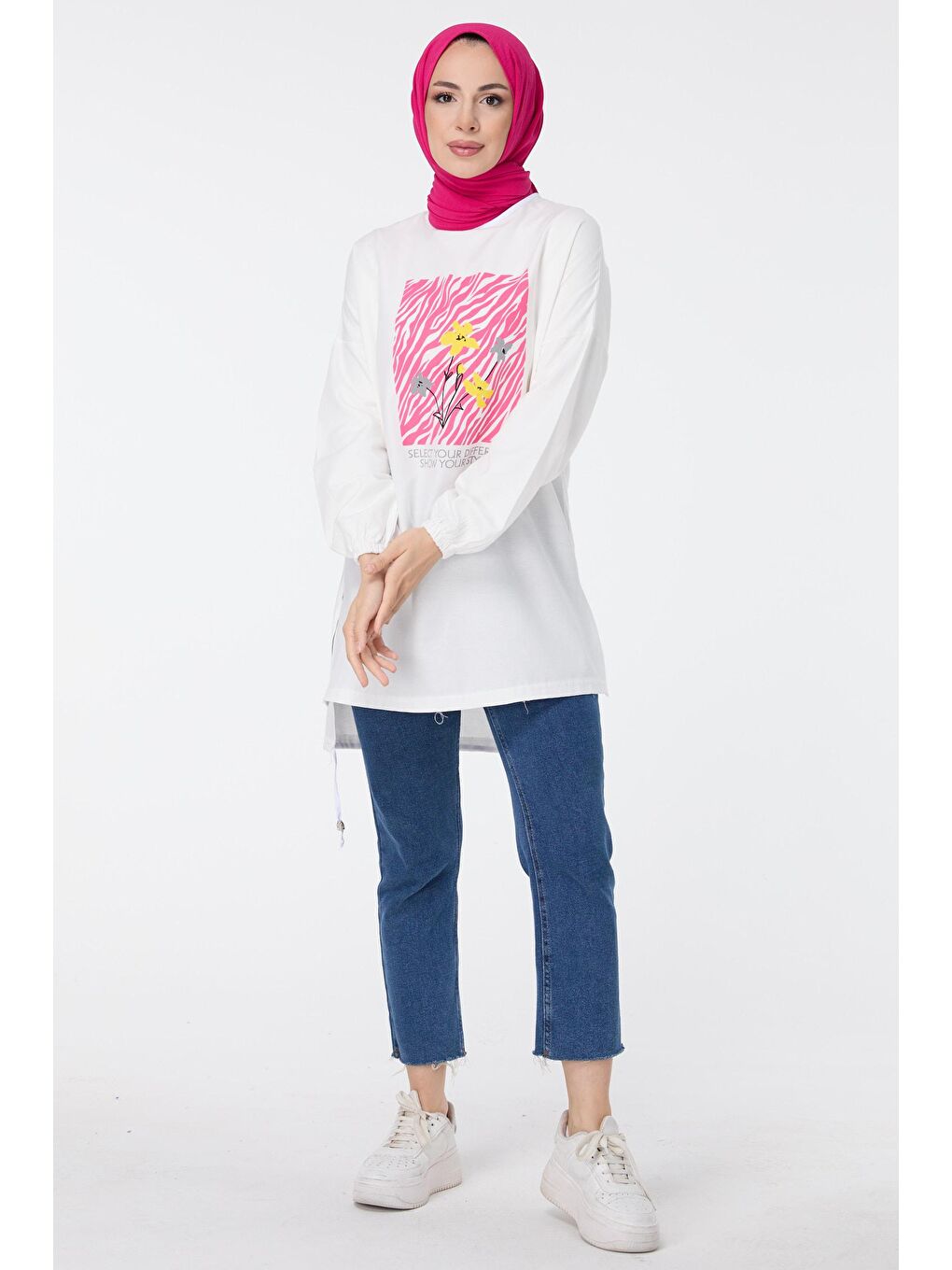 Bisiklet Yaka Kadın Ekru Tunik - 10812-1