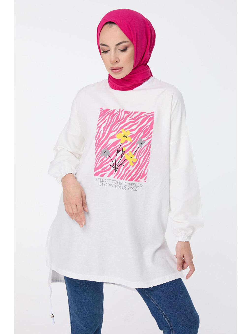 Bisiklet Yaka Kadın Ekru Tunik - 10812-3