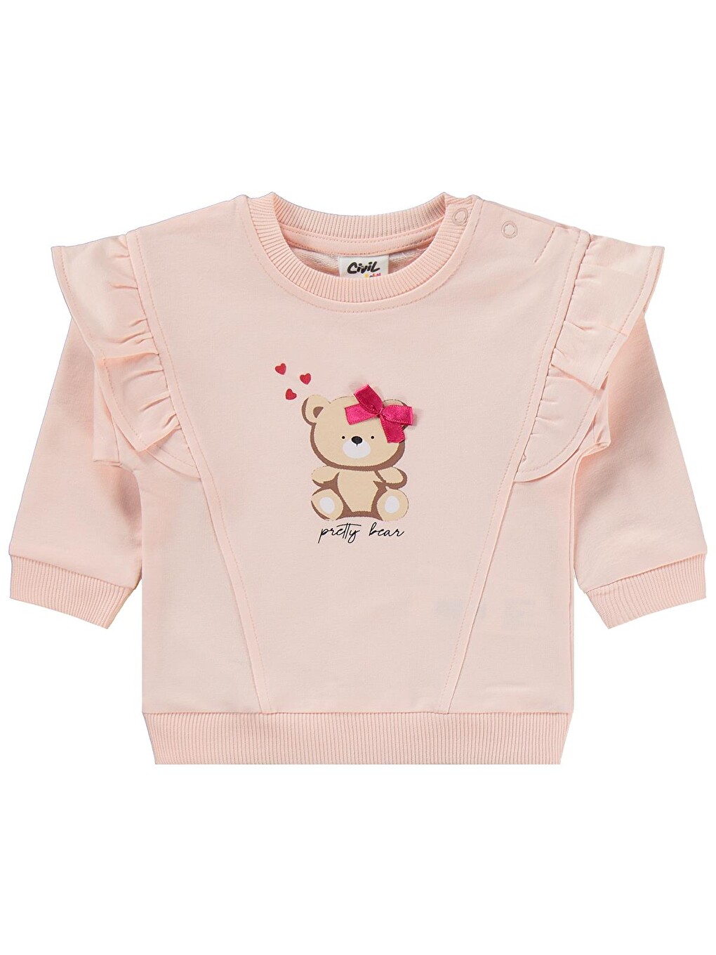 Baby Fiyonklu Ayıcık Baskılı 6-18 Ay Takım - Pembe-1