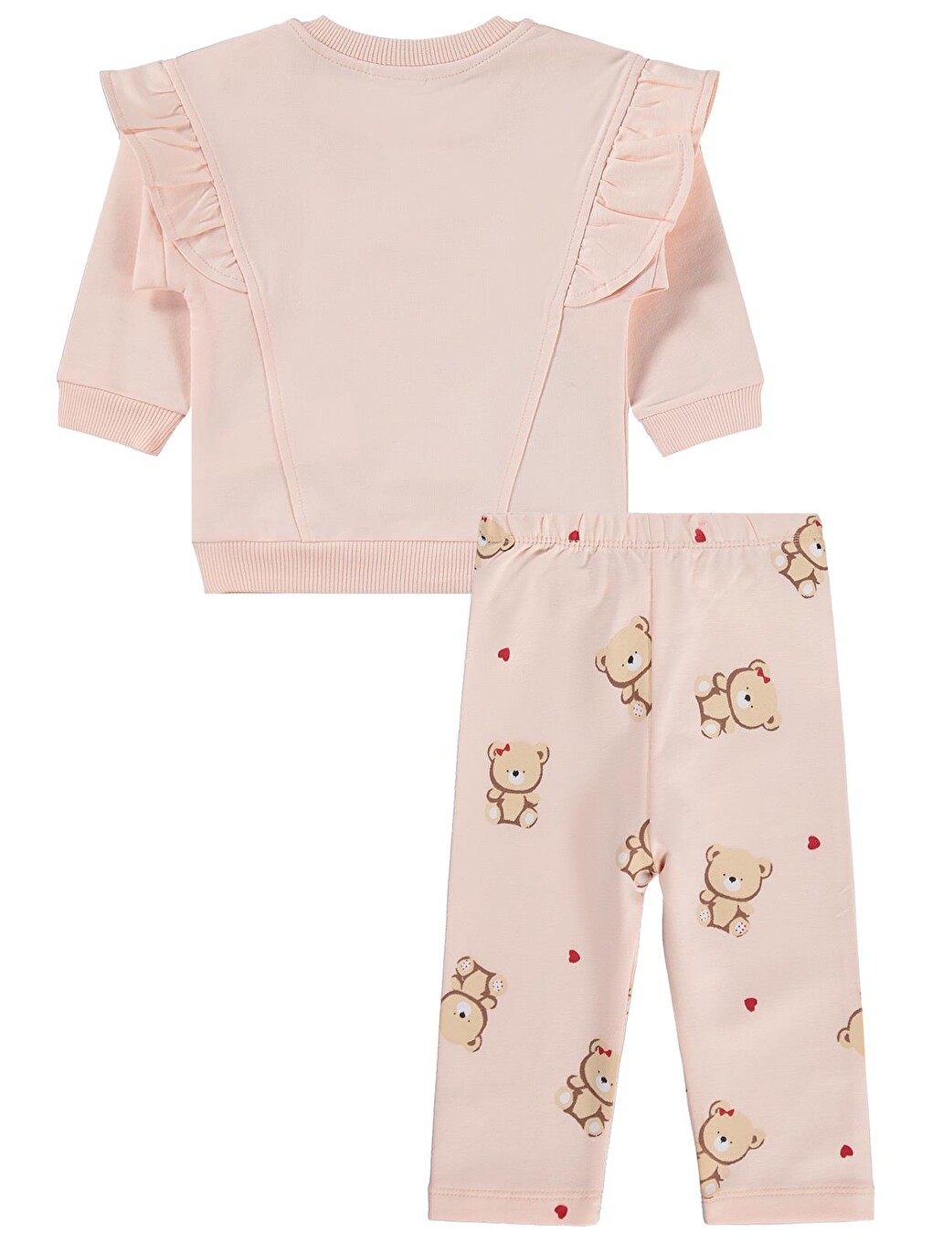 Baby Fiyonklu Ayıcık Baskılı 6-18 Ay Takım - Pembe-2