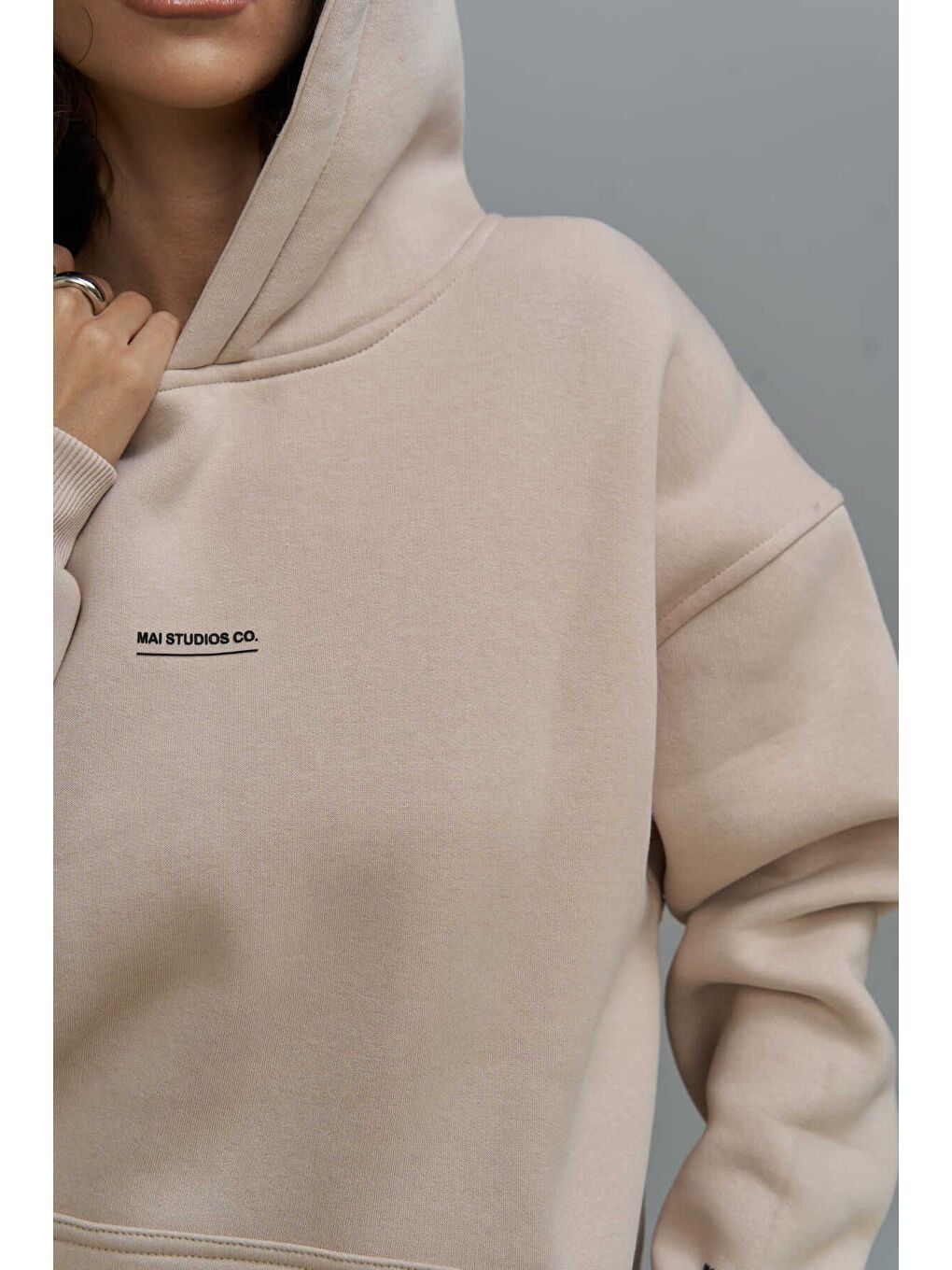 Beyaz Minimal Baskı Kemik Eşofman Takım-5