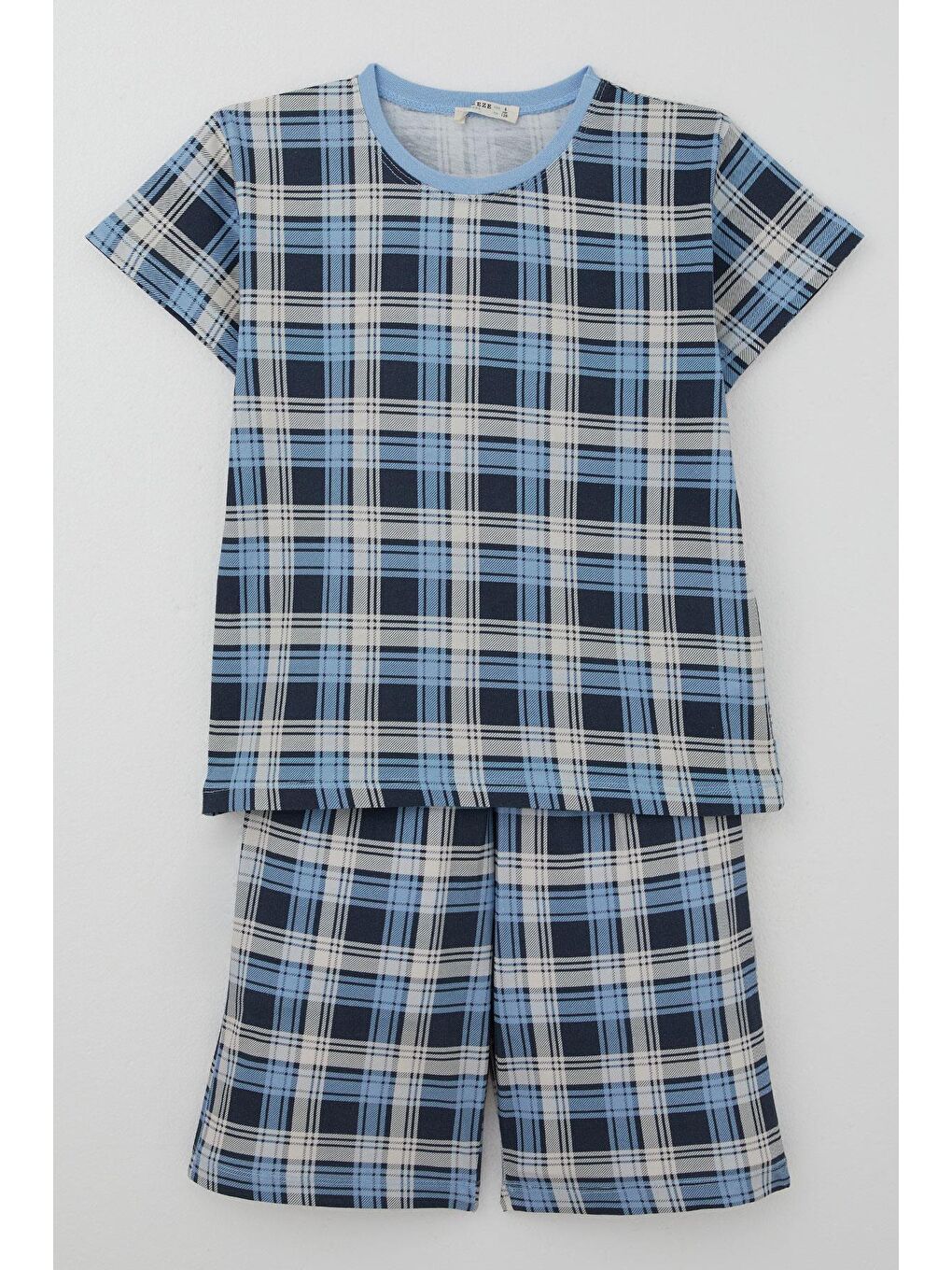 Erkek Çocuk Şortlu Pijama Takımı Ekose Desenli Karışık Renk (4-8 Yaş)
