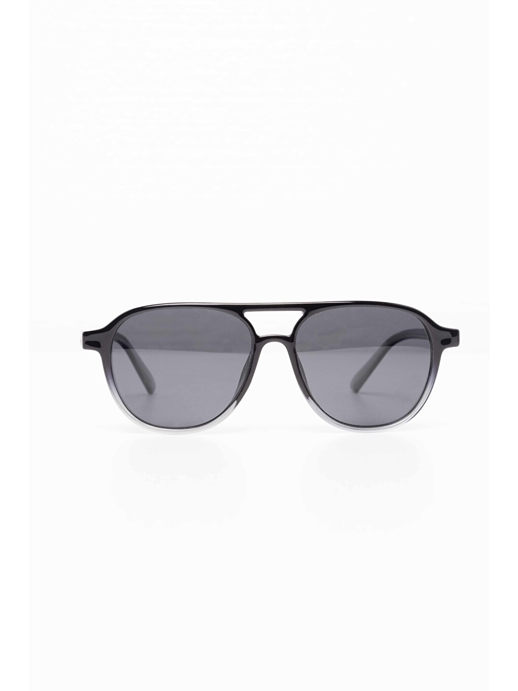 Siyah Unisex Oval Çerçeve Çift Köprülü Güneş Gözlüğü