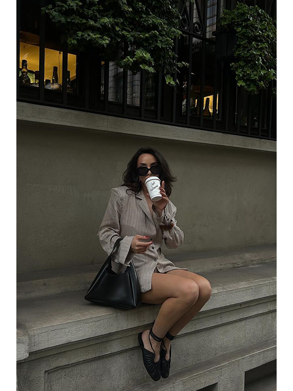 Mono Yavrulu Omuz Çantası Siyah-11