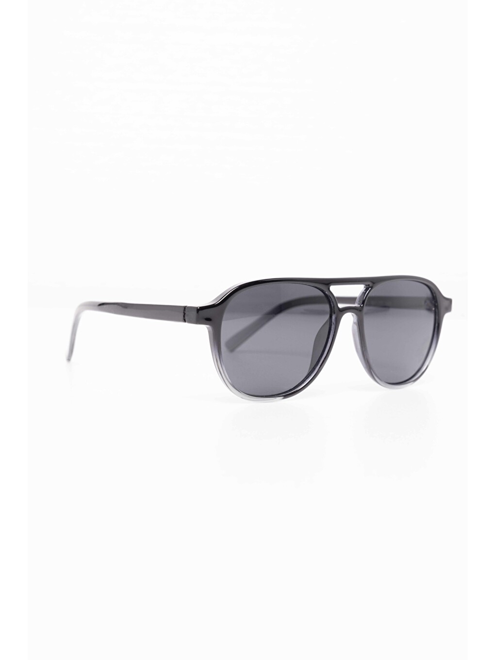 Siyah Unisex Oval Çerçeve Çift Köprülü Güneş Gözlüğü-1