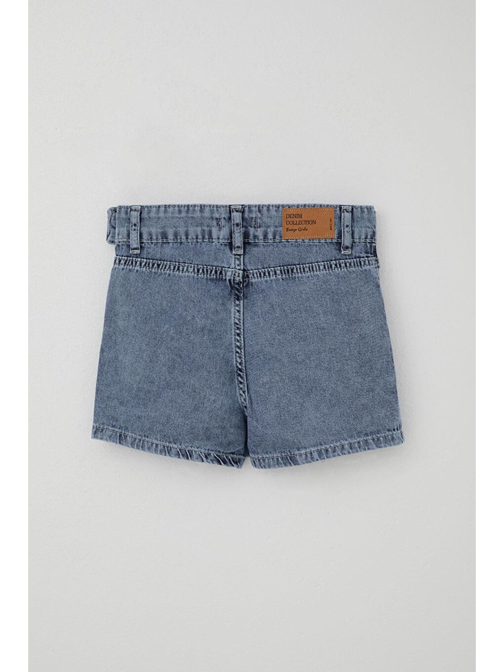 Kız Çocuk Jean Şort Etek Cepli Düğme Detaylı Mavi (5-10 Yaş)-7