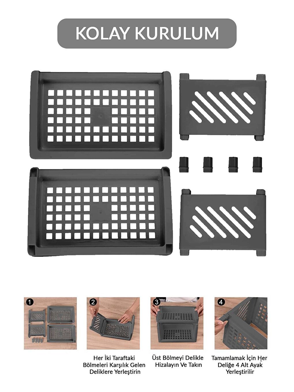 2 Katlı Banyo Düzenleme Organizeri Banyo Depolama Rafı Kozmetik Standı Antrasit-6