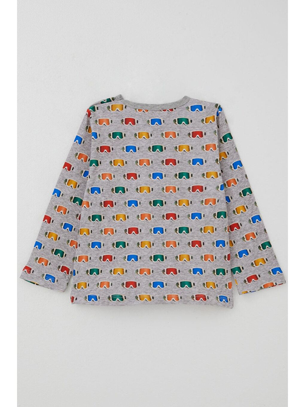 Erkek Çocuk Pijama Takımı Renkli Kayakçı Gözlüğü Desenli Gri Melanj (1-3 Yaş)-3