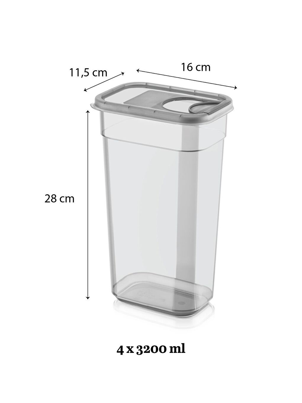 Antrasit 4'lü Sürgülü Kapaklı Leaf Tablet Deterjan Saklama Kabı Etiketli Dikdörtgen Saklama Kutusu 3 2 lt-2