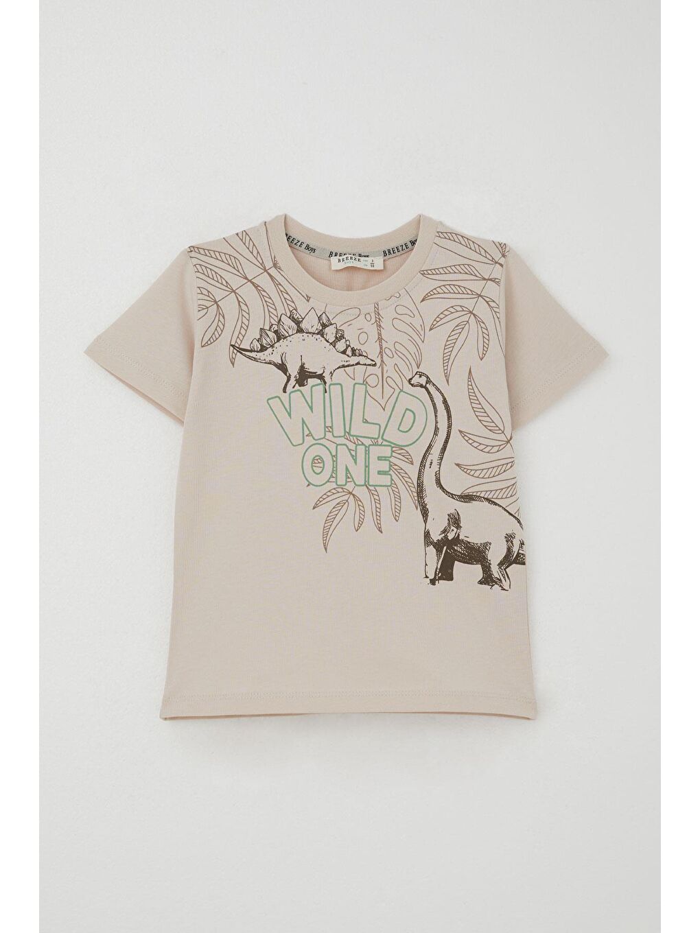 Erkek Çocuk Şortlu Takım Güçlü Dinozorlar Baskılı Bej (3-6 Yaş)-1