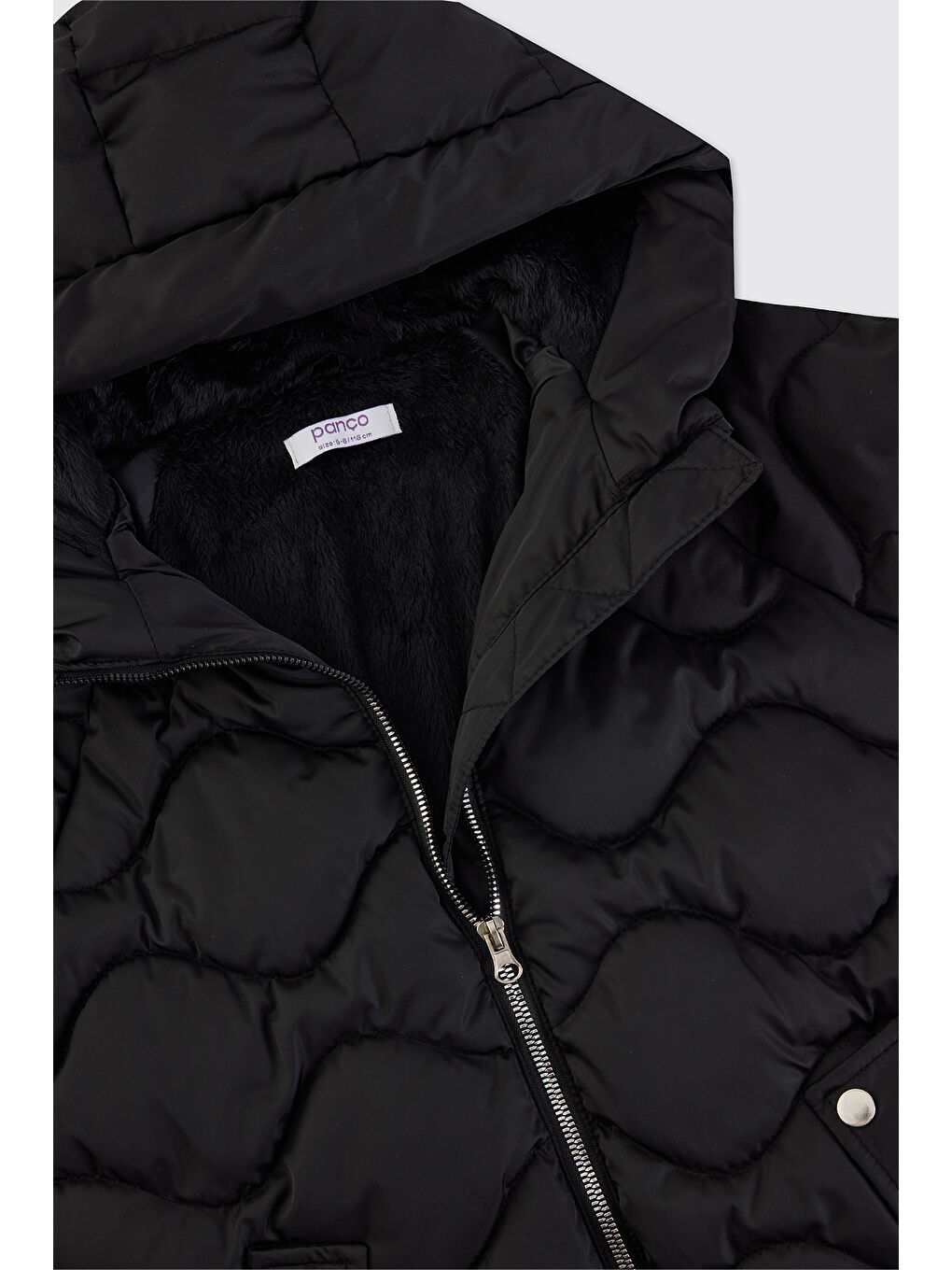 Siyah Kız Çocuk Kapitone Uzun Şişme Mont-3