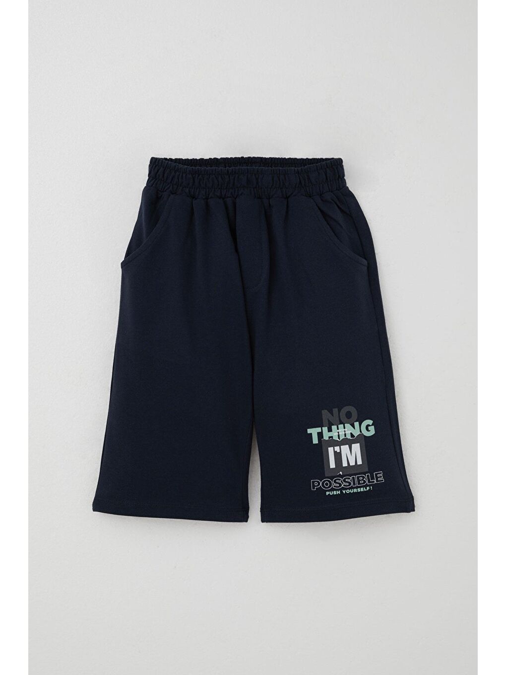 Erkek Çocuk Şortlu Takım Püskürtme Boya Desenli Yazı Baskılı Mint Yeşili (5-10 Yaş)-2