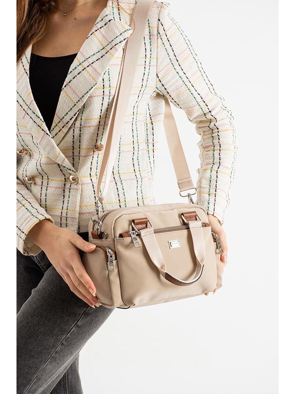 Bej Cantona 5 Gözlü Kadın Omuz Çantası BP-4845O-1