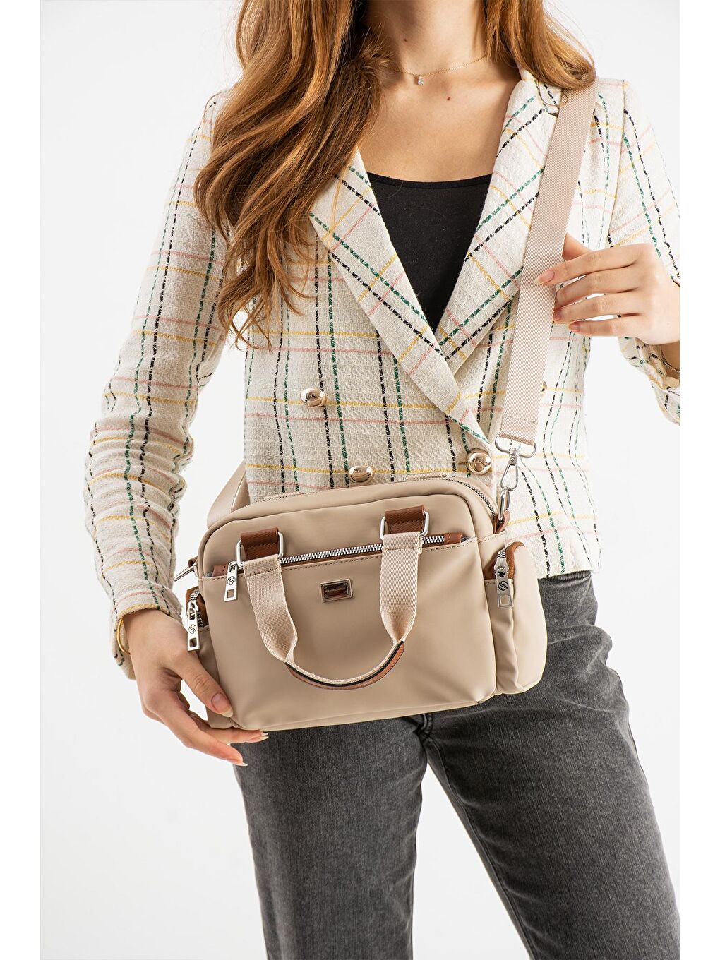 Bej Cantona 5 Gözlü Kadın Omuz Çantası BP-4845O-2