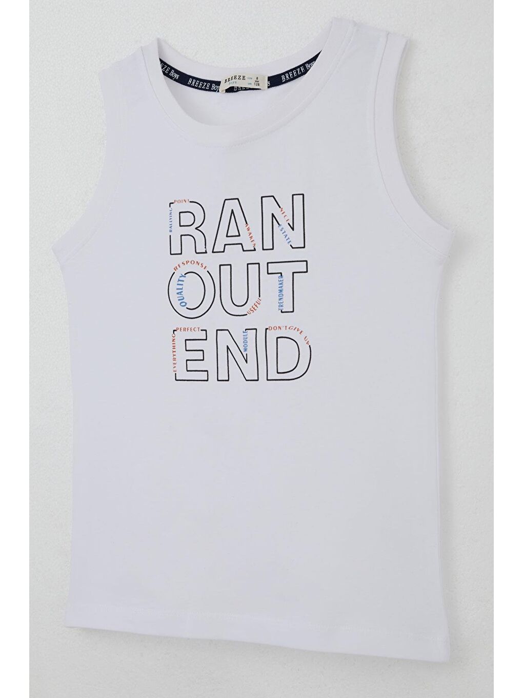 Erkek Çocuk Şortlu Takım Sıfır Kollu Yazı Baskılı Bağcık Aksesuarlı Beyaz (8-14 Yaş)-5