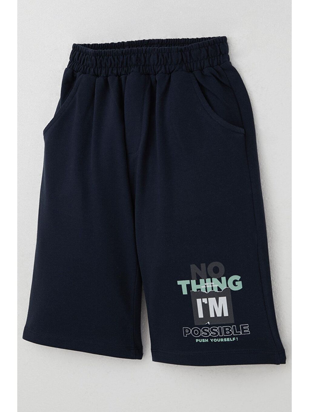 Erkek Çocuk Şortlu Takım Püskürtme Boya Desenli Yazı Baskılı Mint Yeşili (5-10 Yaş)-6