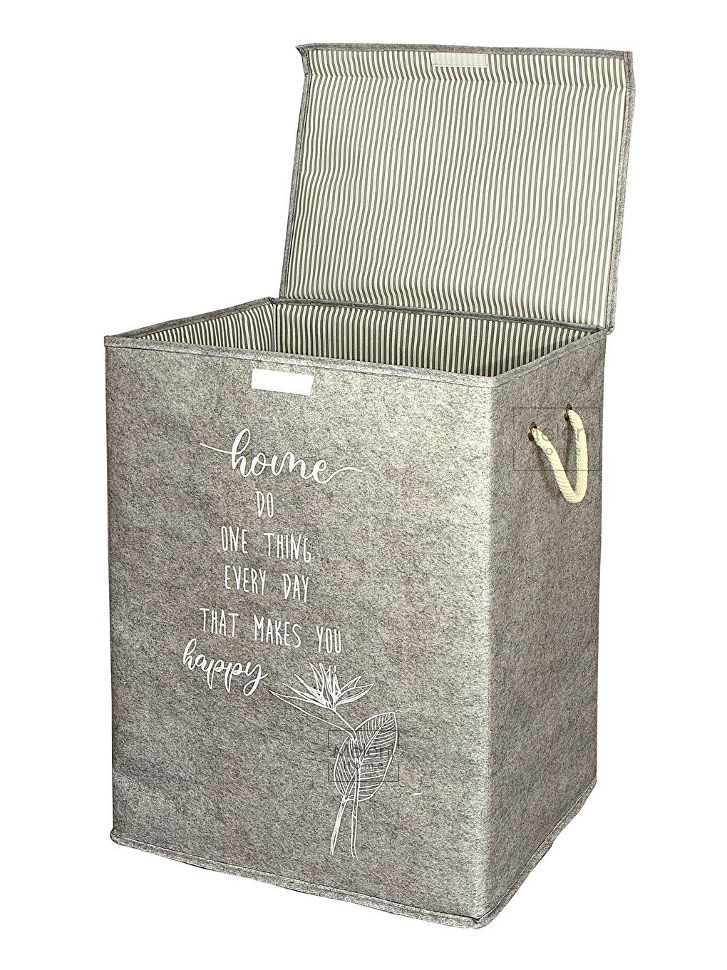 Kapaklı Keçe Kirli Çamaşır Sepeti Çok Amaçlı Saklama Kutusu Mega Hurç 55 x 41 x 30 Cm Gri-1