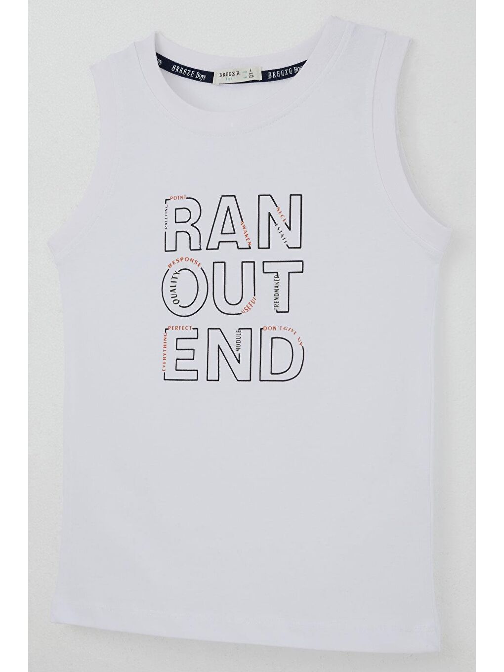 Erkek Çocuk Şortlu Takım Sıfır Kollu Yazı Baskılı Bağcık Aksesuarlı Beyaz (8-14 Yaş)-5