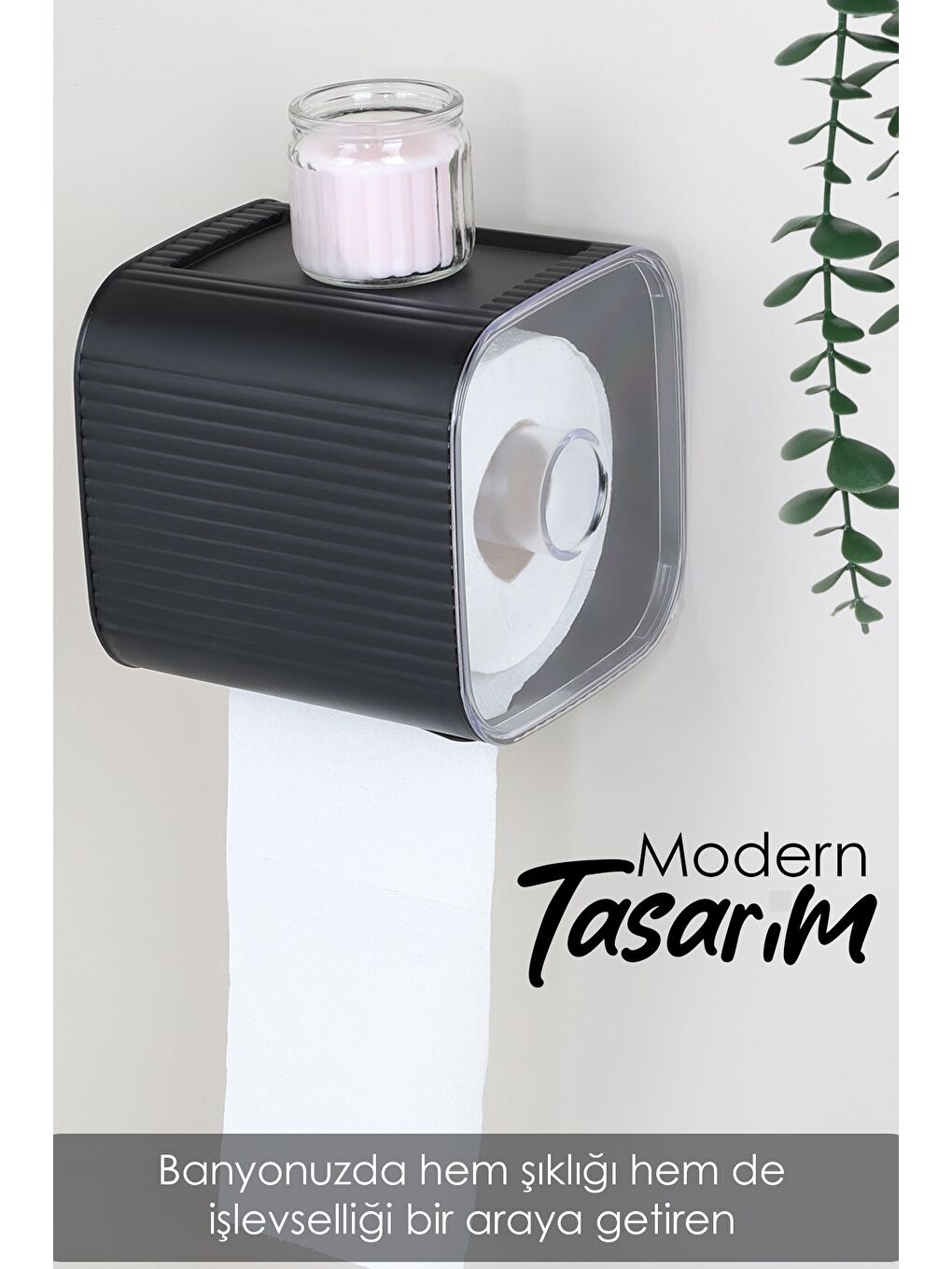 Yapışkanlı Kapalı Tuvalet Kağıtlığı Plastik Banyo Wc Tuvalet Kağıtlık Raflı Peçetelik Siyah-3