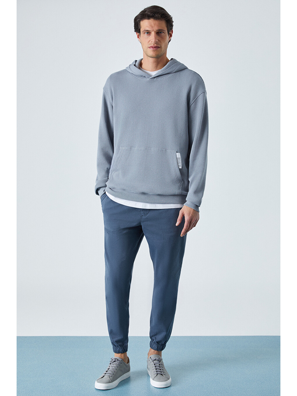 Sustaıny Erkek Oversize Kapüşonlu Uzun Kollu Gri Sweatshirt-1