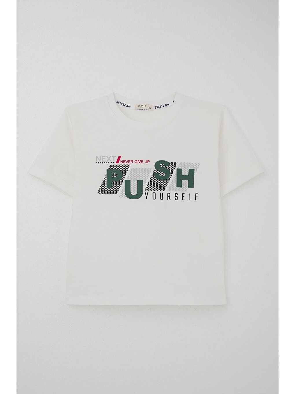 Erkek Çocuk Şortlu Takm Yazı Baskılı Beli Lastikli Cepli Ekru (6-12 Yaş)-1