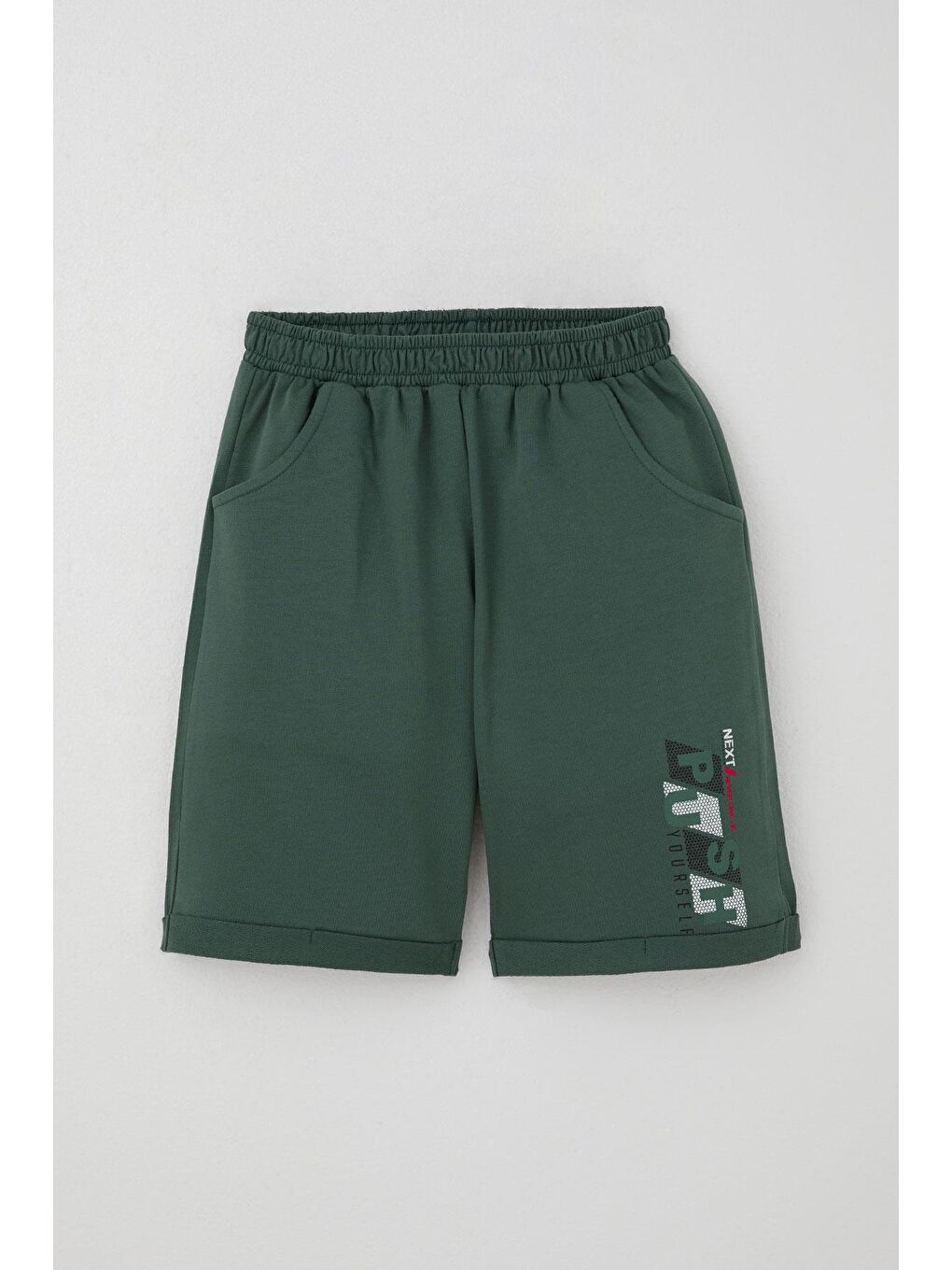 Erkek Çocuk Şortlu Takm Yazı Baskılı Beli Lastikli Cepli Ekru (6-12 Yaş)-2