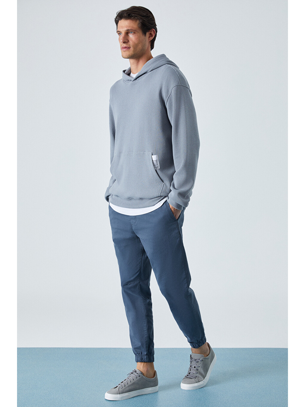 Sustaıny Erkek Oversize Kapüşonlu Uzun Kollu Gri Sweatshirt-3