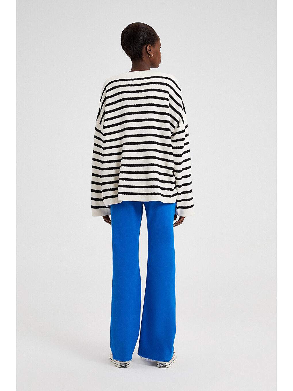 Siyah Çizgili Triko Kazak-3