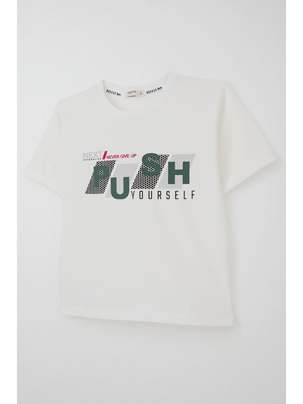 Erkek Çocuk Şortlu Takm Yazı Baskılı Beli Lastikli Cepli Ekru (6-12 Yaş)-5