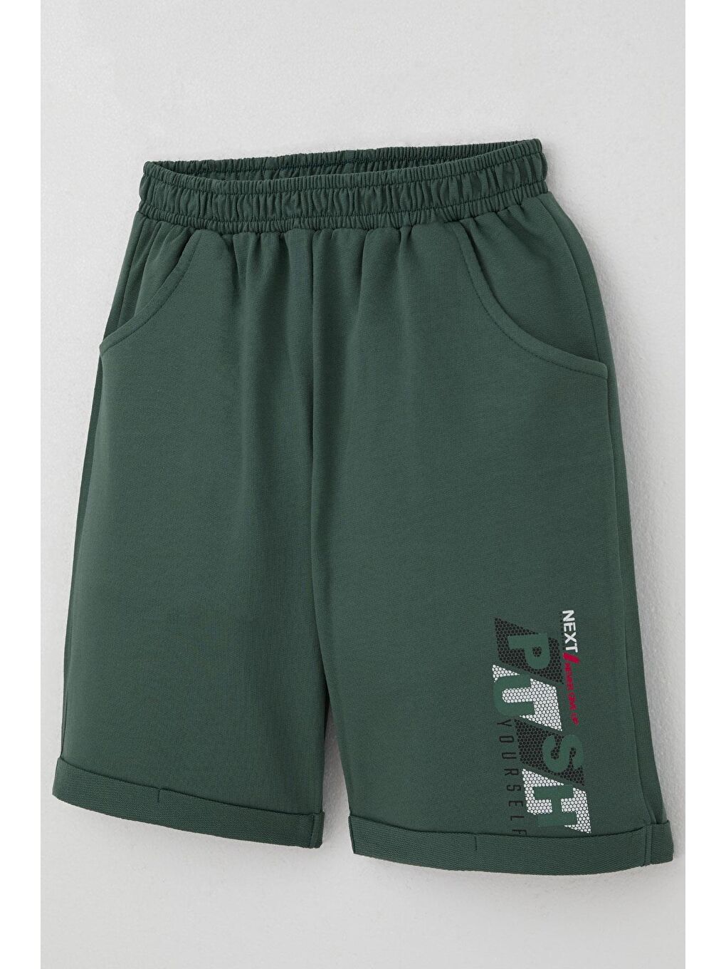 Erkek Çocuk Şortlu Takm Yazı Baskılı Beli Lastikli Cepli Ekru (6-12 Yaş)-6