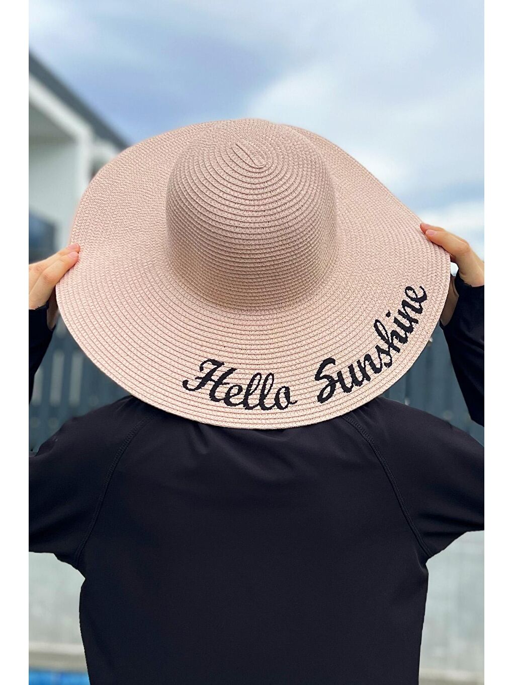 Remsa Mayo Pembe Remsa Mayo Hello Sunshine Yazılı Hasır Şapka Pudra RŞ-25