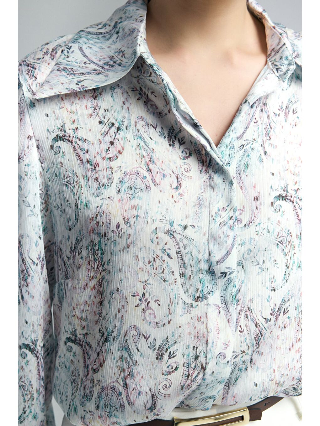 Şal Desen Gömlek - Mavi-6