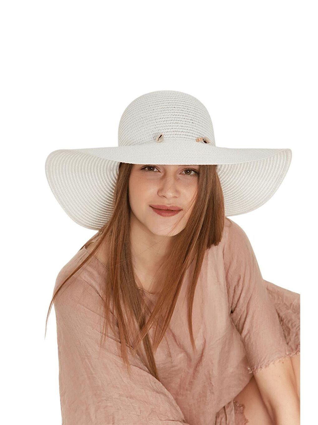 Mayo Hasır Şapka Deniz Kabuklu Beyaz RŞ-05-1