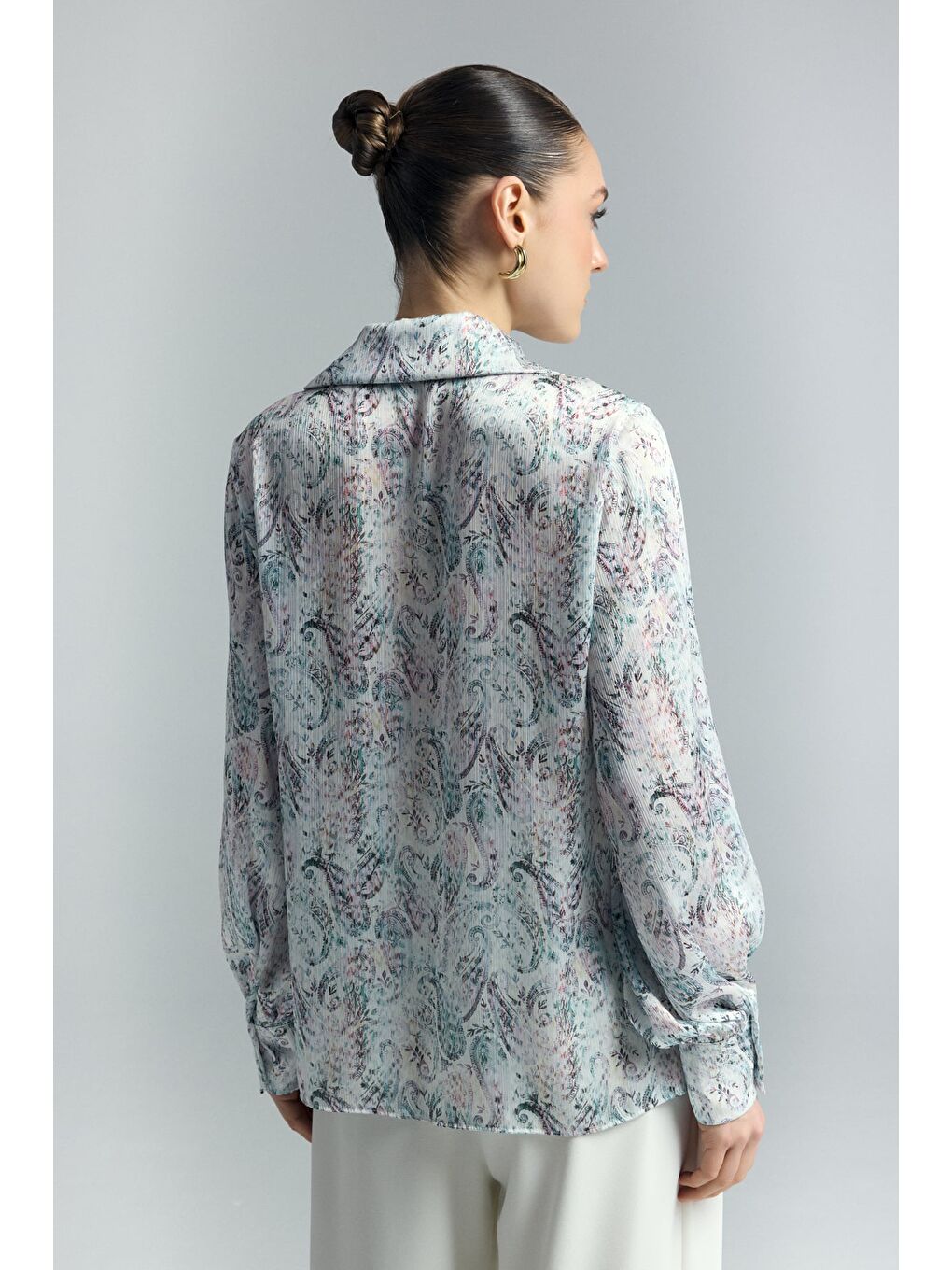 Şal Desen Gömlek - Mavi-7