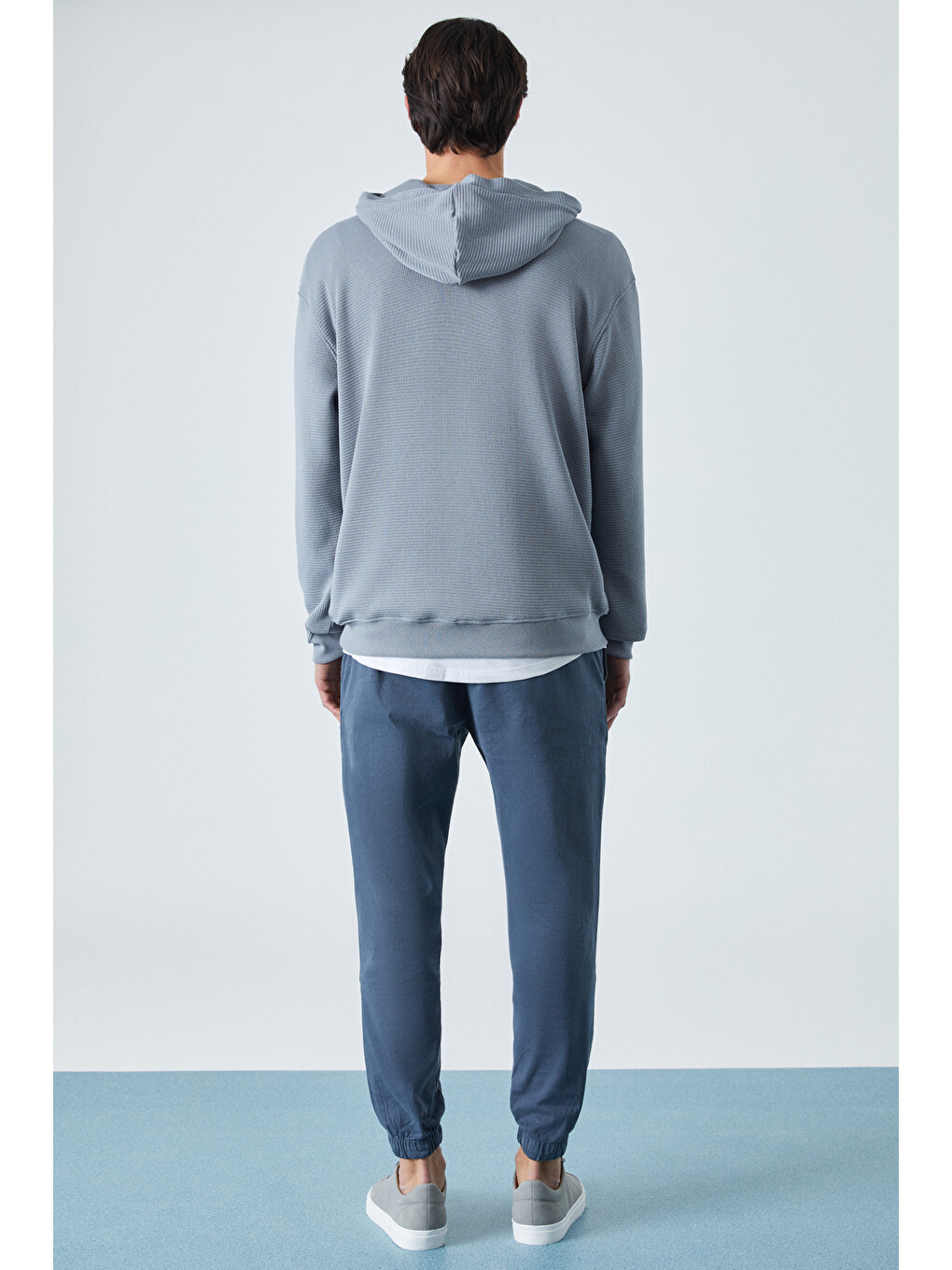 Sustaıny Erkek Oversize Kapüşonlu Uzun Kollu Gri Sweatshirt-5