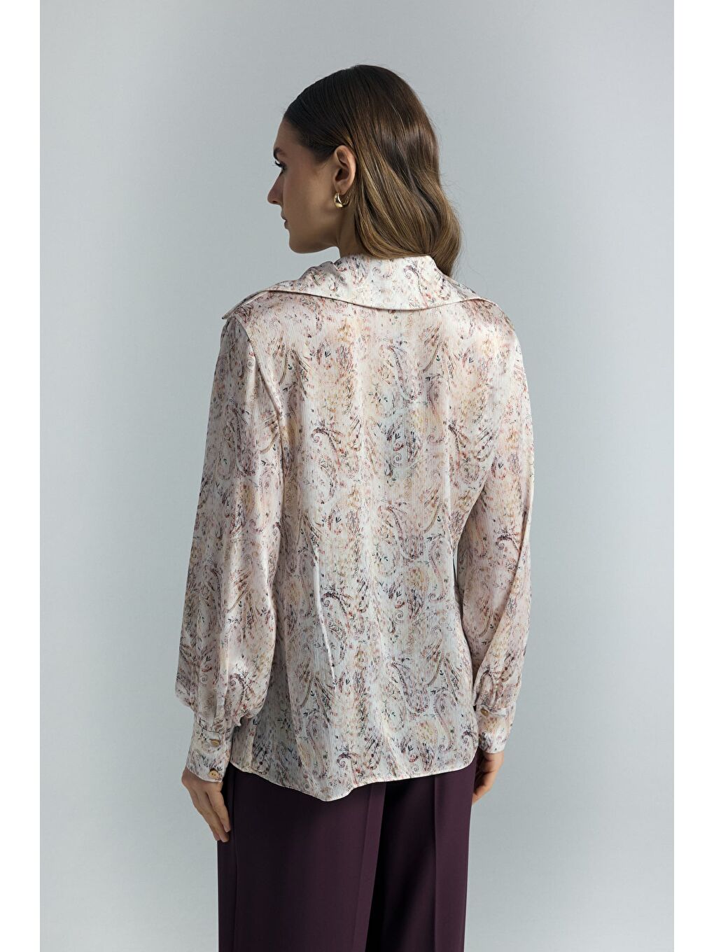 Şal Desen Gömlek - Bej-7