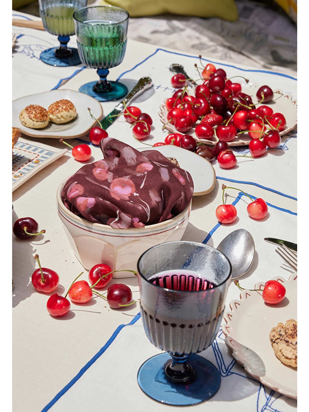 Cherry Desen Rami Şal Bordo-4