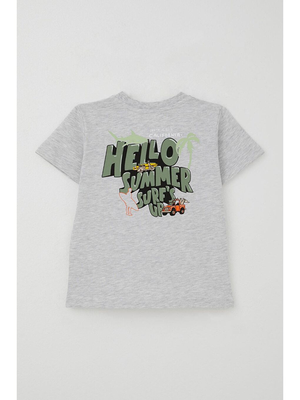 Erkek Çocuk Şortlu Takım Yaz Temalı Sörf Macerası Açık Gri Melanj (3-8 Yaş)-3