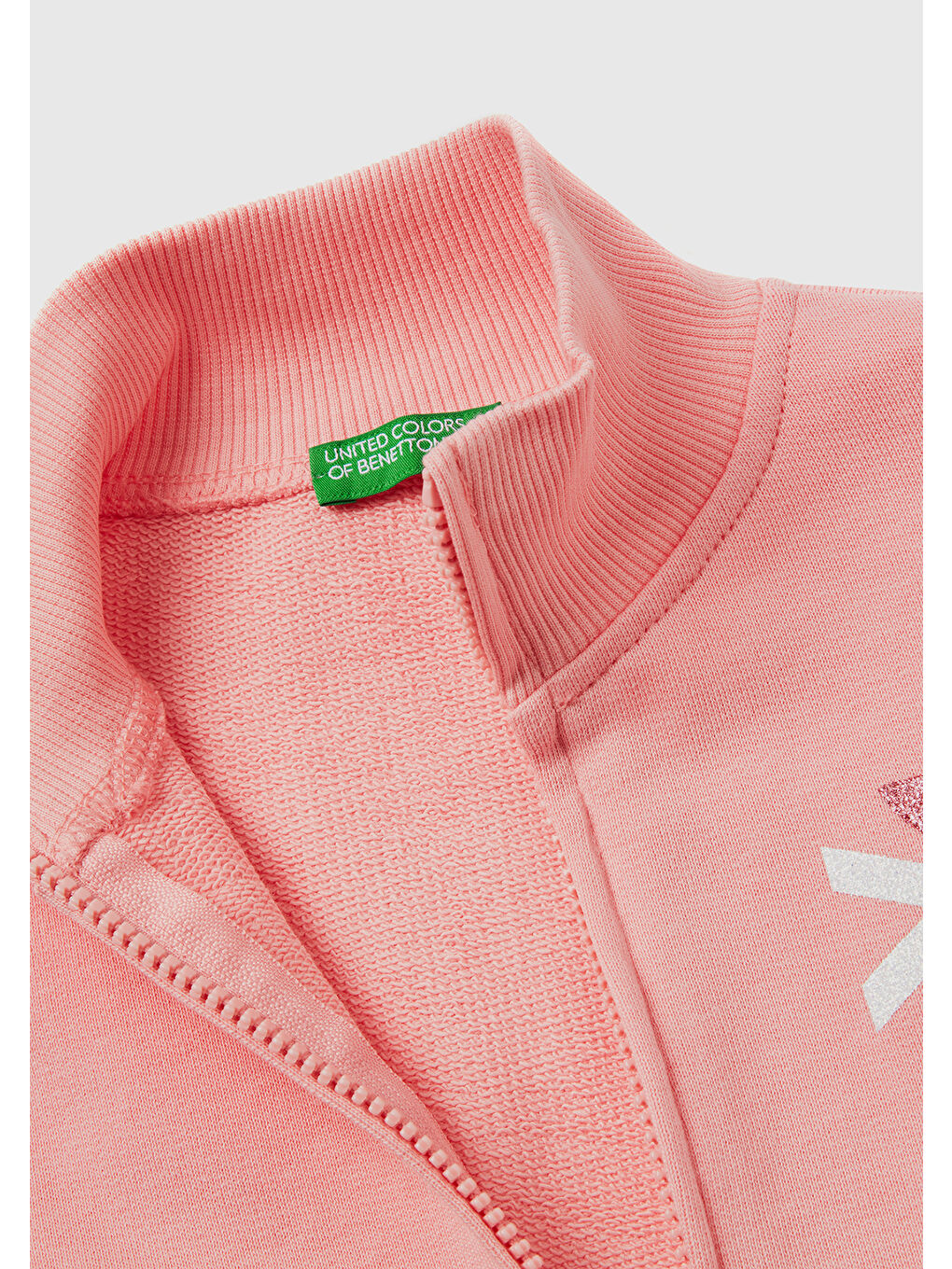 Kız Çocuk Pembe Slogan Baskılı Dik Yaka Sweatshirt-1