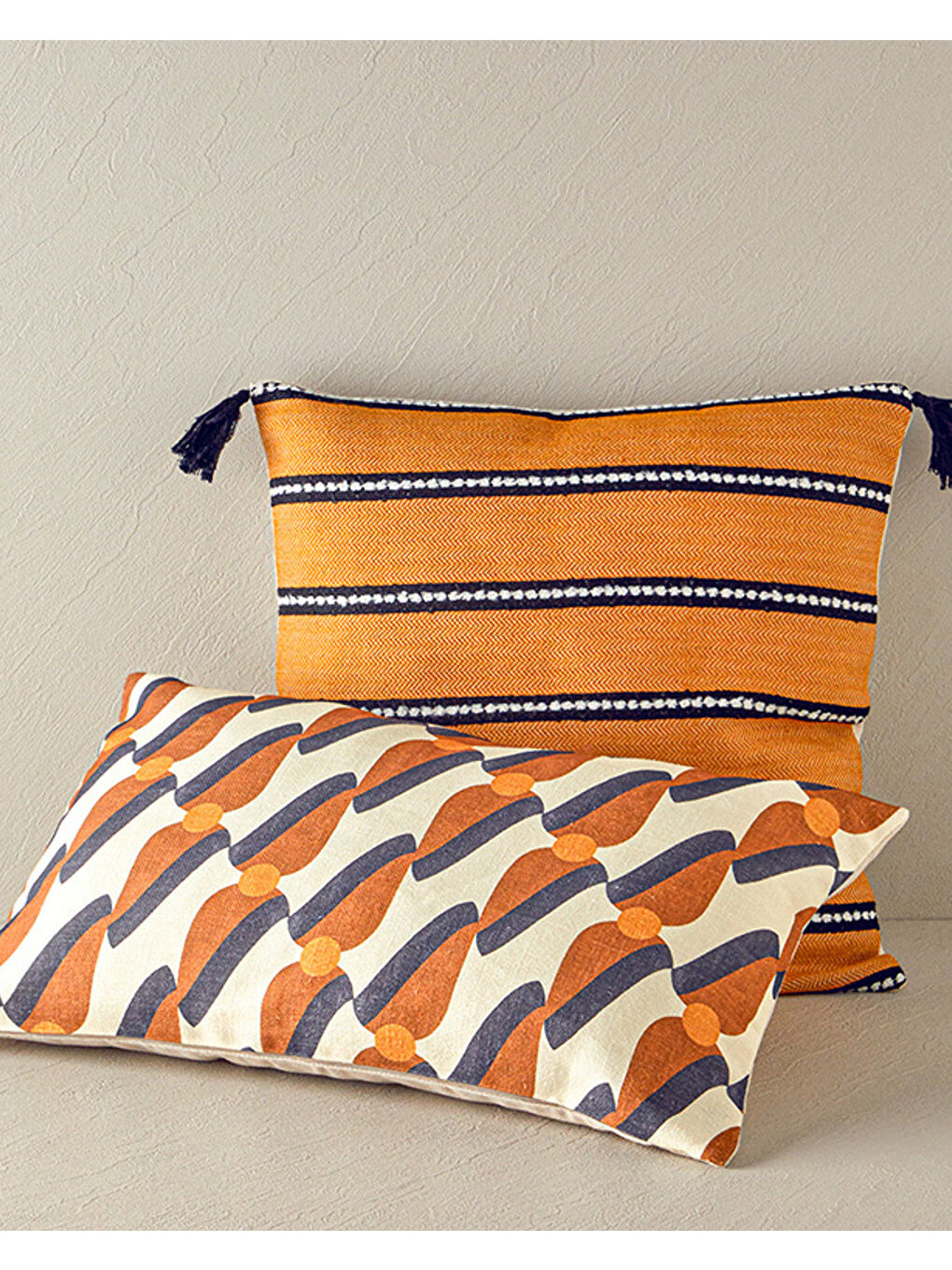 Lila Berta Dokuma Kırlent Kılıfı Ekru-Hardal-2