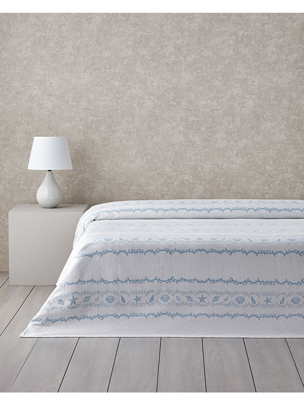 Submarine Treasures Baskılı Pamuklu King Size Pike 240x220 cm Mavi