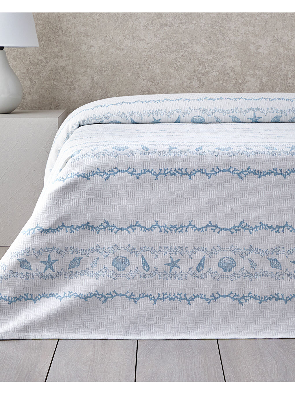 Submarine Treasures Baskılı Pamuklu King Size Pike 240x220 cm Mavi-1