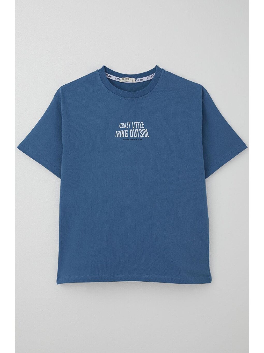 Erkek Çocuk Tişört Yazı Baskılı İndigo (8-12 Yaş)