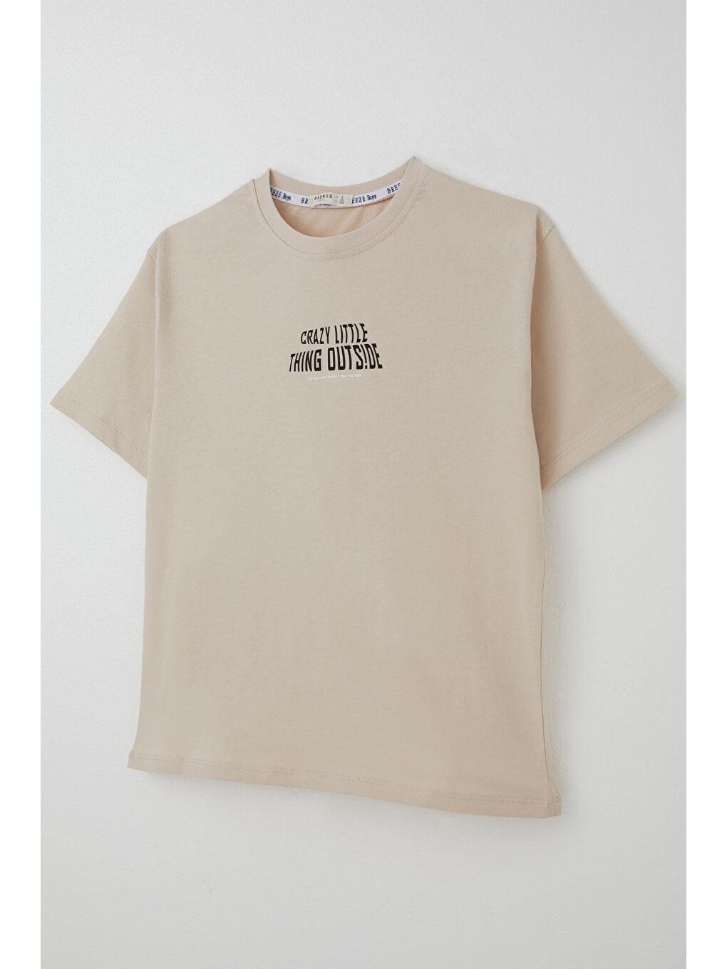 Erkek Çocuk Tişört Yazı Baskılı Bej (8-12 Yaş)-2