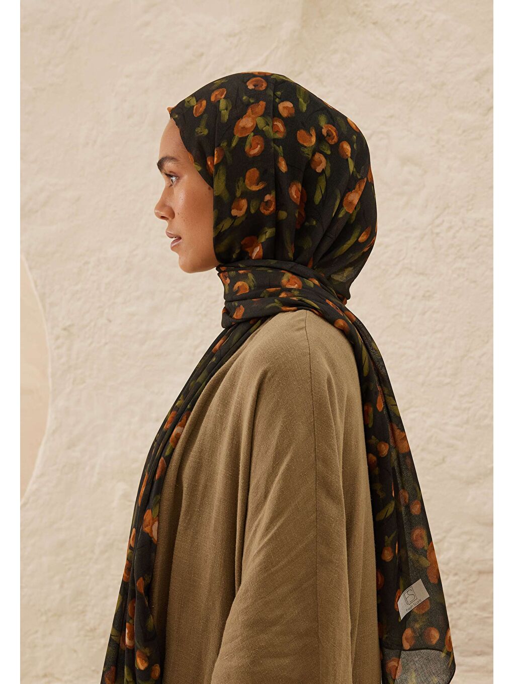 Kahverengi Cherry Desen Rami Şal Kahve-3