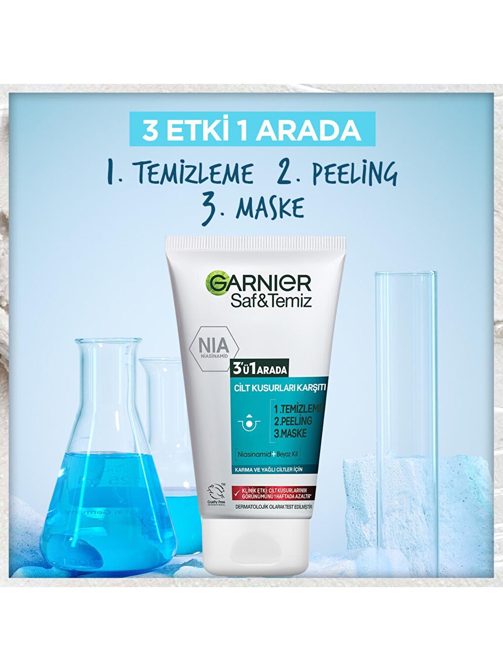 GARNIER Saf & Temiz 3'ü 1 Arada Nemlendirici Krem 150 ml - 1