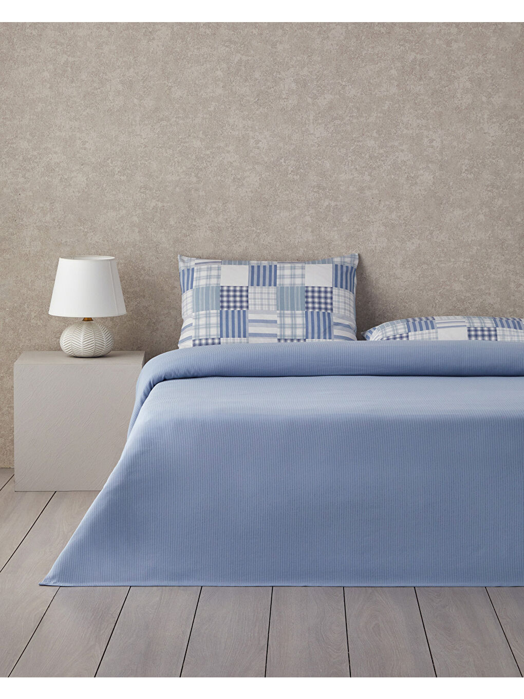 Modern Plaids Soft Tek Kişilik Pike Takımı 150x220 cm Mavi